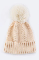 Emmez Raccoon Fur PomPom Cashmere Beanie Artini Accessories Ivory O/S